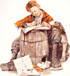Мальчик пишущий письмо